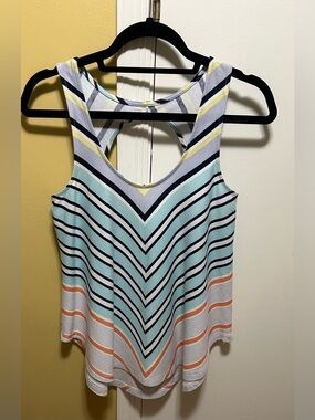 Deletta by Anthropologie Multi Striped Chevron  Swing Tank w/keyhole back(S)